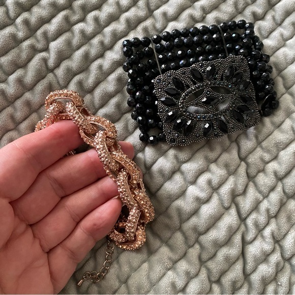 🩷 Laila Rowe Black Beaded and Charming Charlie Rose Gold Bracelet Set Bundle - Picture 5 of 8